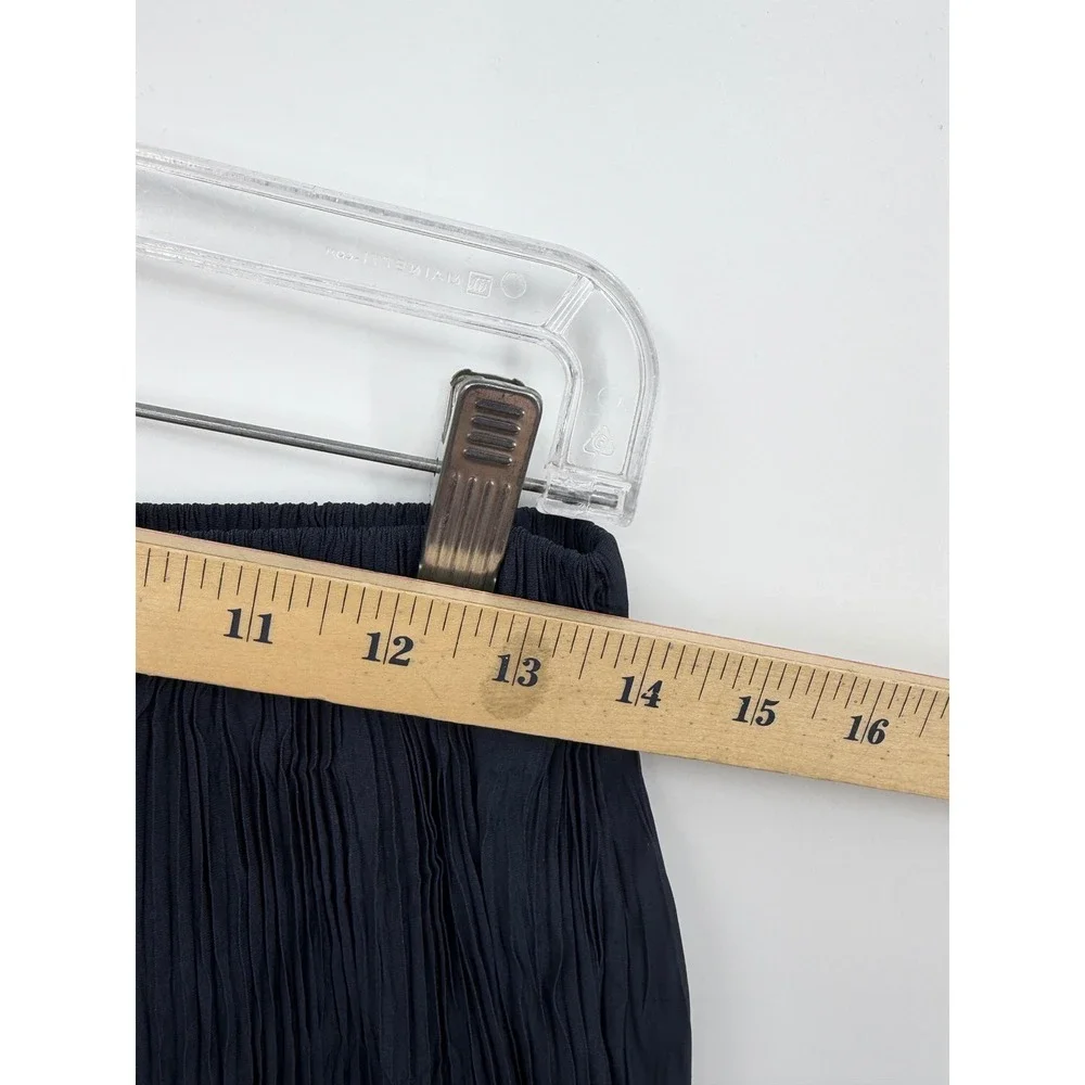 Uniqlo Ines de la Fressange Ombre‎ gradient crinkle Pleated Maxi Skirt M Navy